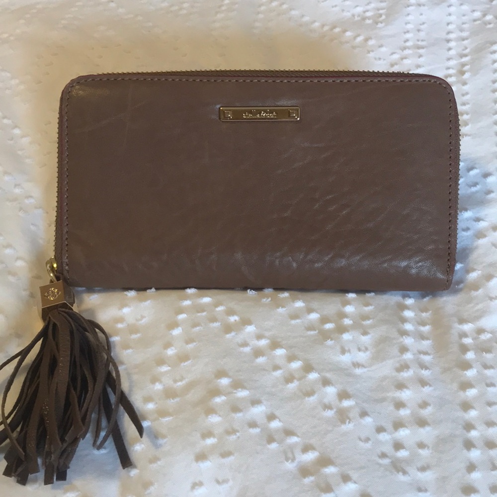Stella & Dot Mercer Wallet - Brown with Fuchsia